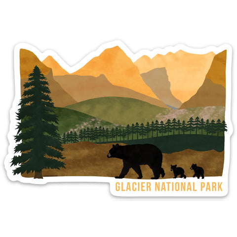 Bear Cubs Glacier Park Mountain Sticker