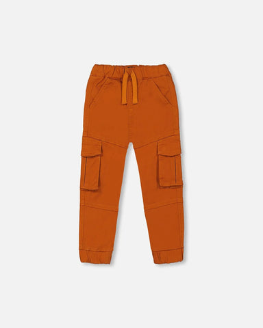 Jogger Pants With Cargo Pockets Brown-Orange