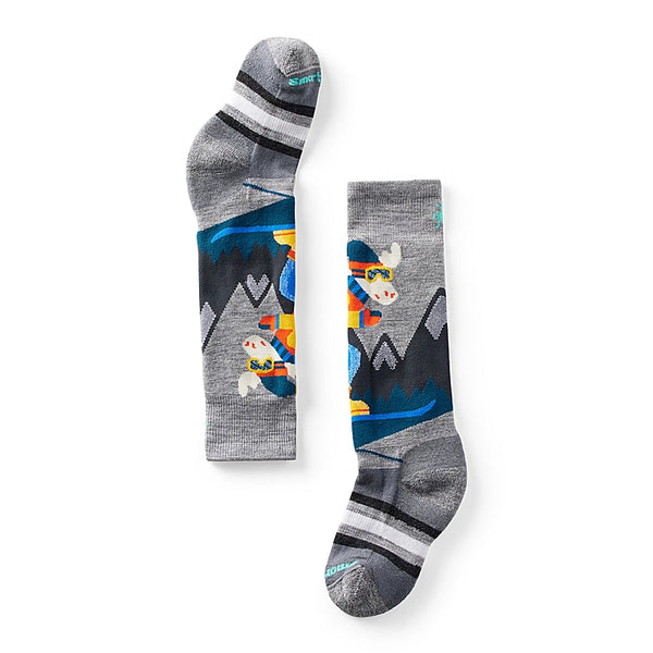Kids' Wintersport Full Cushion Mountain Moose Pattern Over The Calf Socks