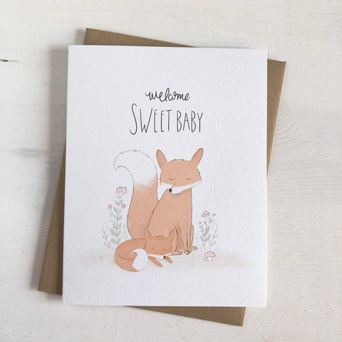 Welcome Sweet Baby Fox - New Baby Greeting Card