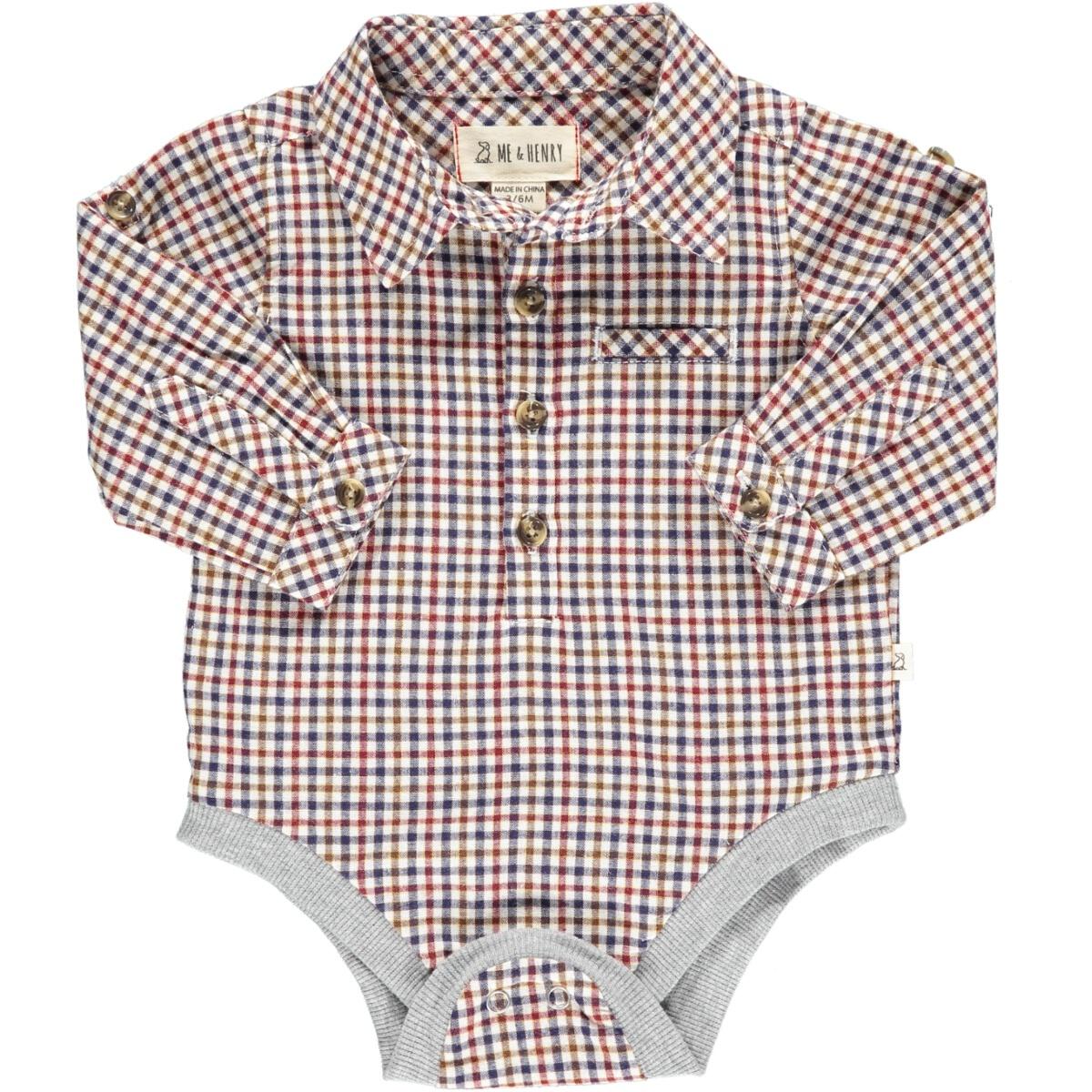 JASPER WOVEN ONESIE-NAVY/CREAM/WINE PLAID