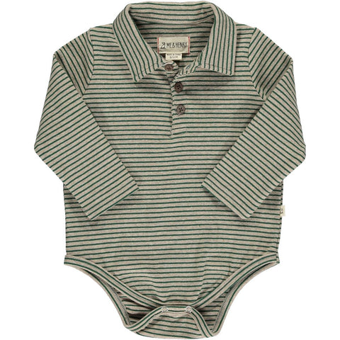 SEYMOUR Polo onesie-green stripe