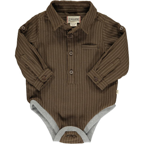 JASPER Woven onesie-brown stripe