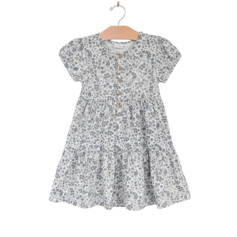 Puff Sleeve Henley Dress-Calico Floral