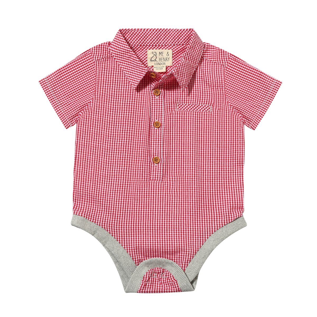 HELFORD Woven onesie Red/White Micro Plaid