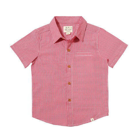 NEWPORT S/S shirt Red/White Micro Plaid