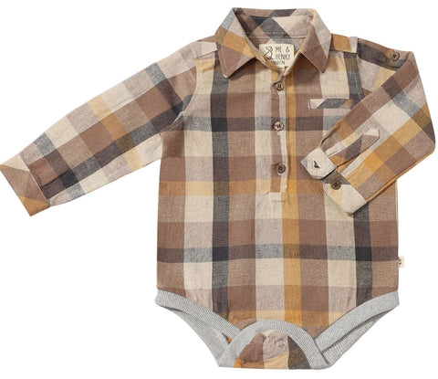 JASPER Woven Onesie-Brown Madras