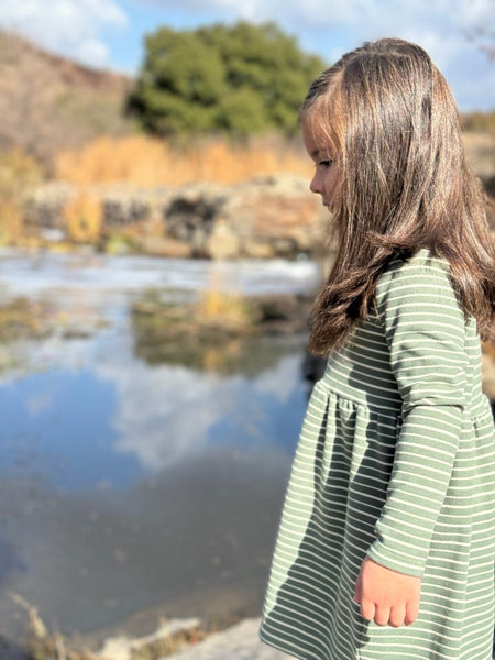 Madigan Dress-Green Stripe