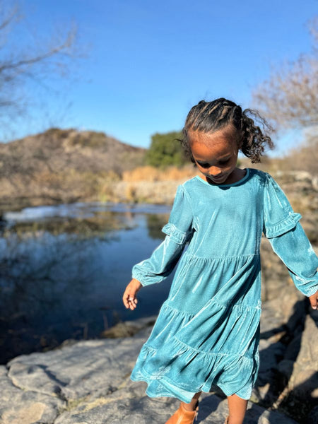 Eliana Dress-Teal Velvet