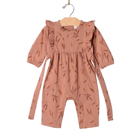Flutter Sleeve Long Romper-Harvest