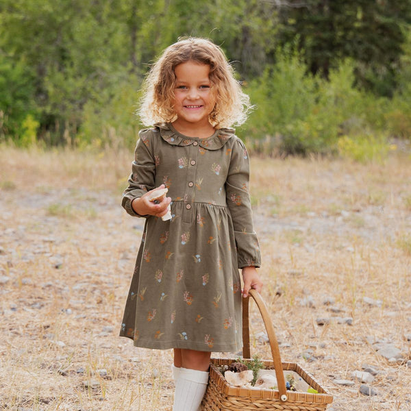 Frill Collar Dress-Lichen Mushrooms