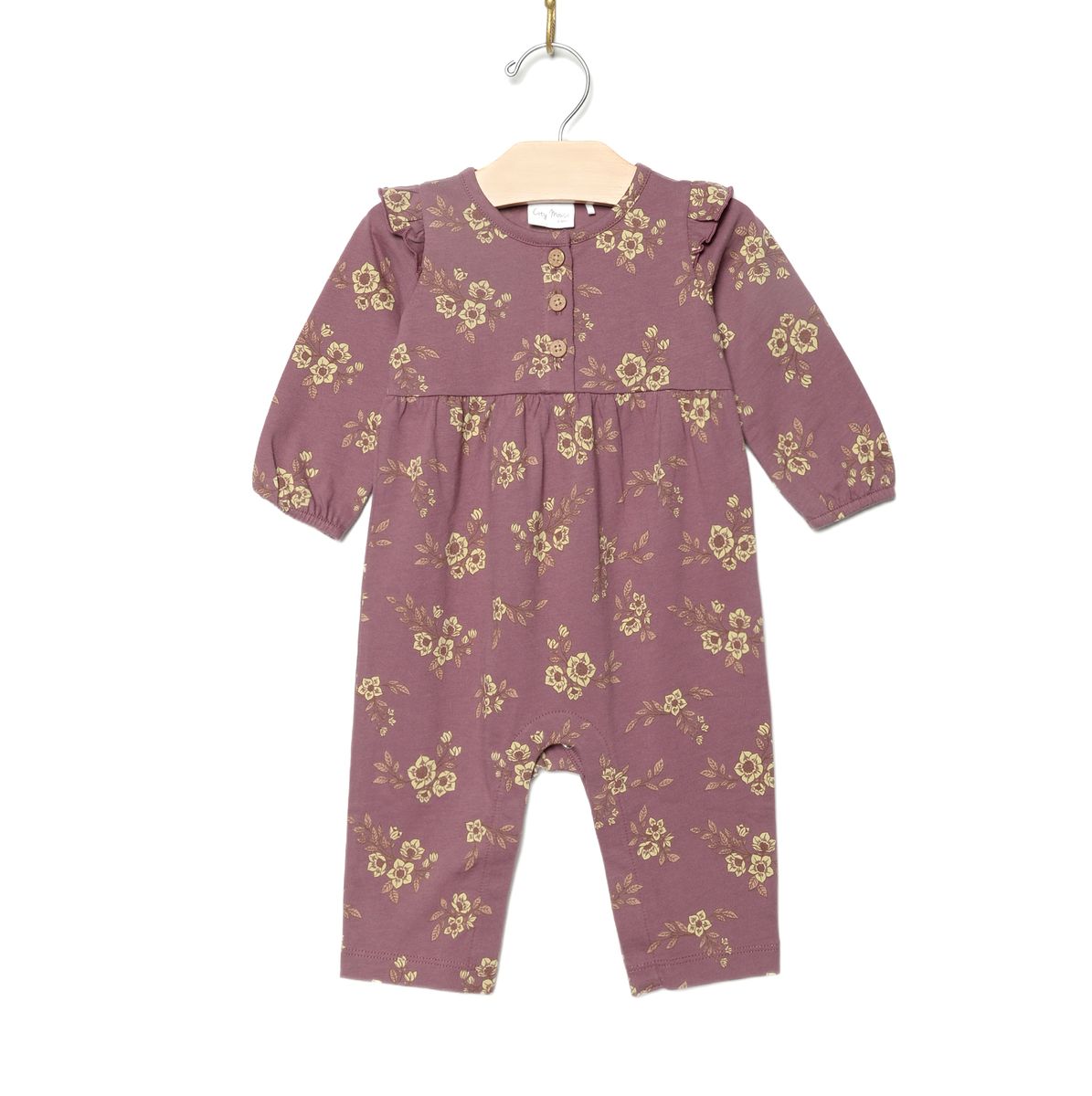 Flutter Sleeve Long Romper-Orchid Blooms