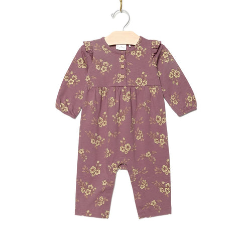 Flutter Sleeve Long Romper-Orchid Blooms