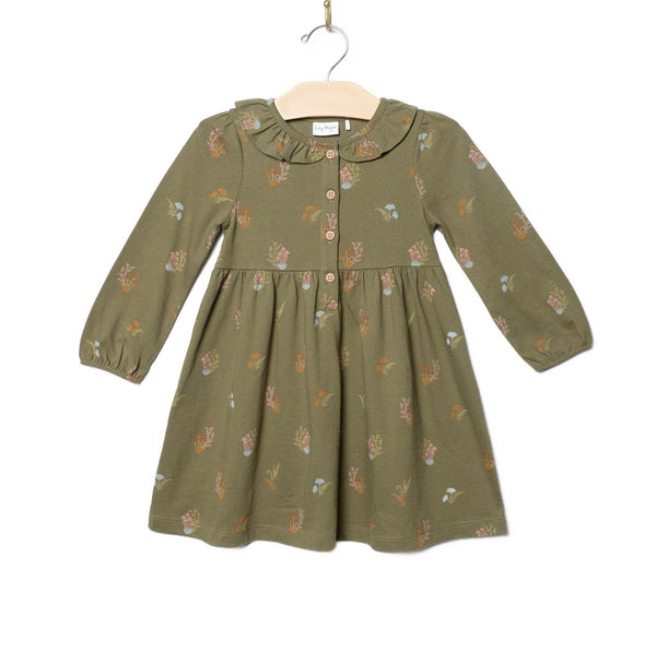 Frill Collar Dress-Lichen Mushrooms
