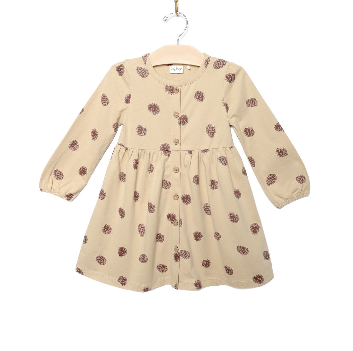Button Down Dress-Pinecones