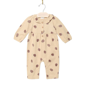 Frill Collar Romper-Pinecones