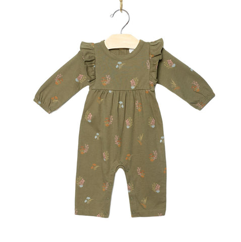 Flutter Sleeve Long Romper-Lichen Mushrooms