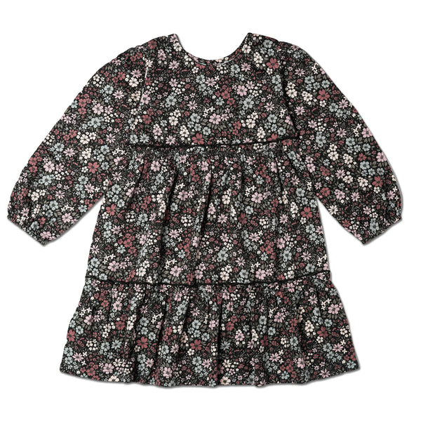 Organic Long Sleeve Tiered Dress - Bohemian Floral