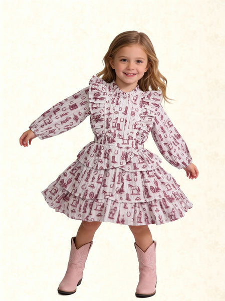 Western Toile Pink Rebecca Dress