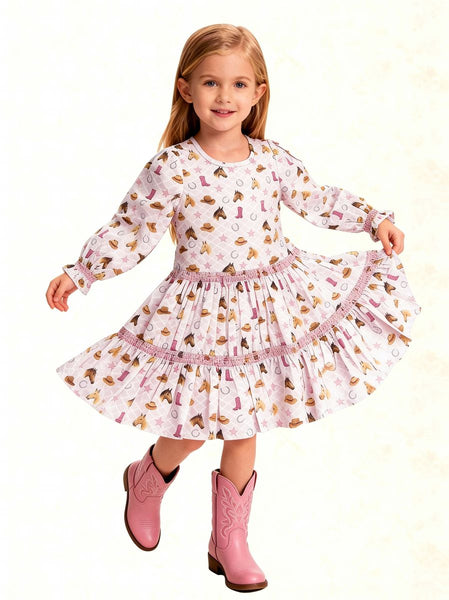 Western Boots Twirl Dress and Bloomer Set