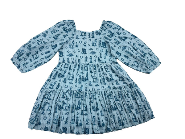 Blue Western Toile Daphne Dress
