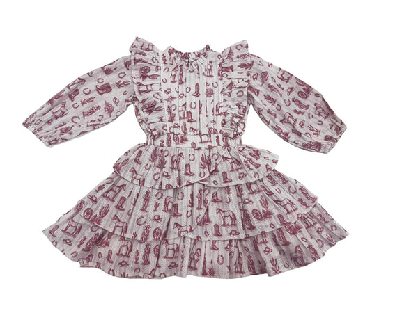 Western Toile Pink Rebecca Dress