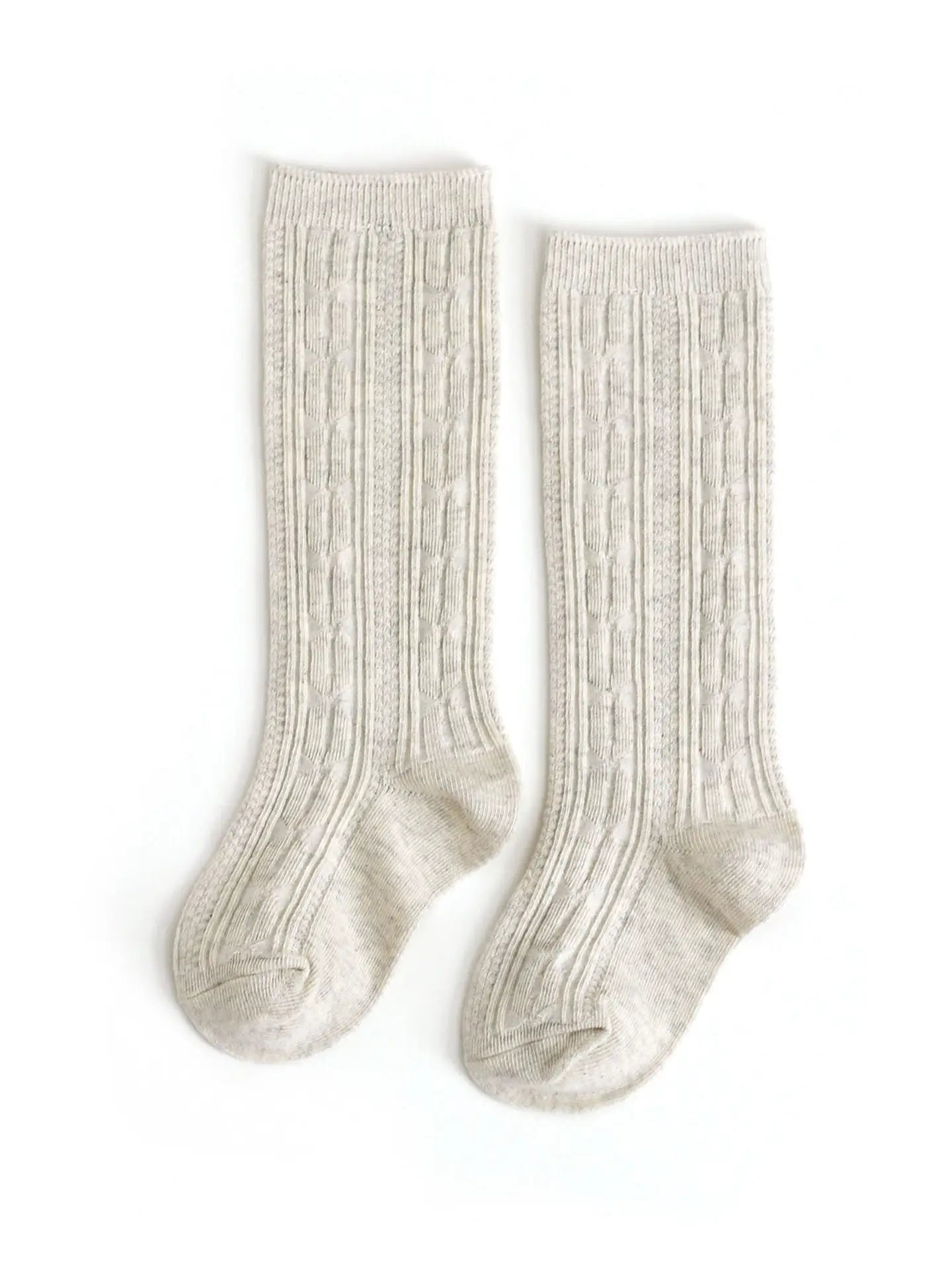 Heathered Ivory Cable Knit Knee Highs