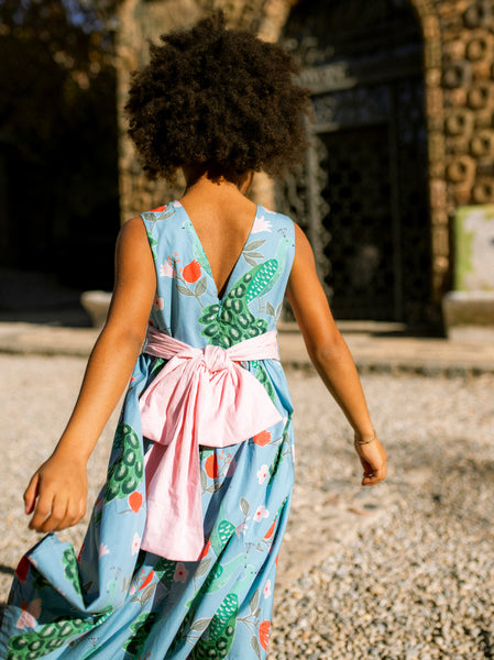 Sleeveless Hi-Lo Sash Dress-Peacock Floral