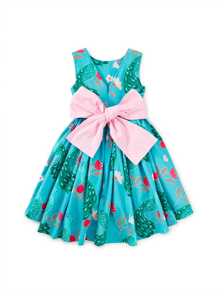 Sleeveless Hi-Lo Sash Dress-Peacock Floral