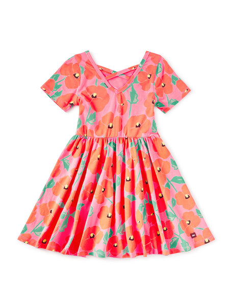 Short Sleeve Ballet Dress-Poppy Poppies