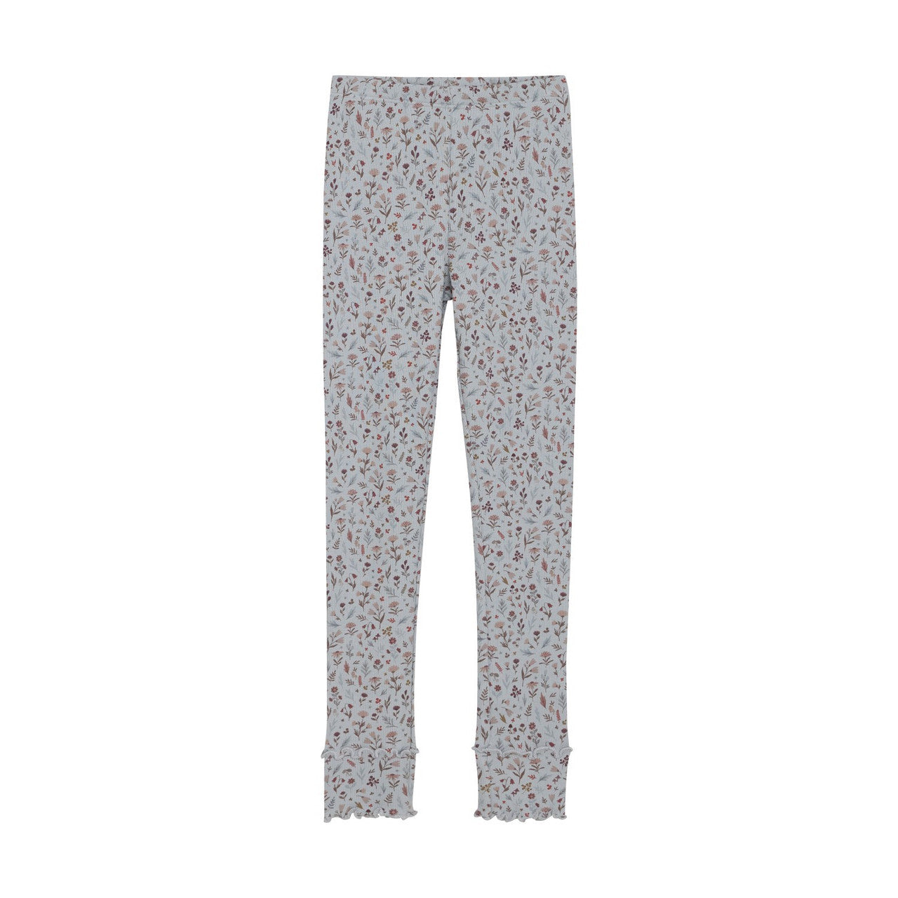 Floral Rib Leggings-Grey