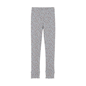 Floral Rib Leggings-Grey
