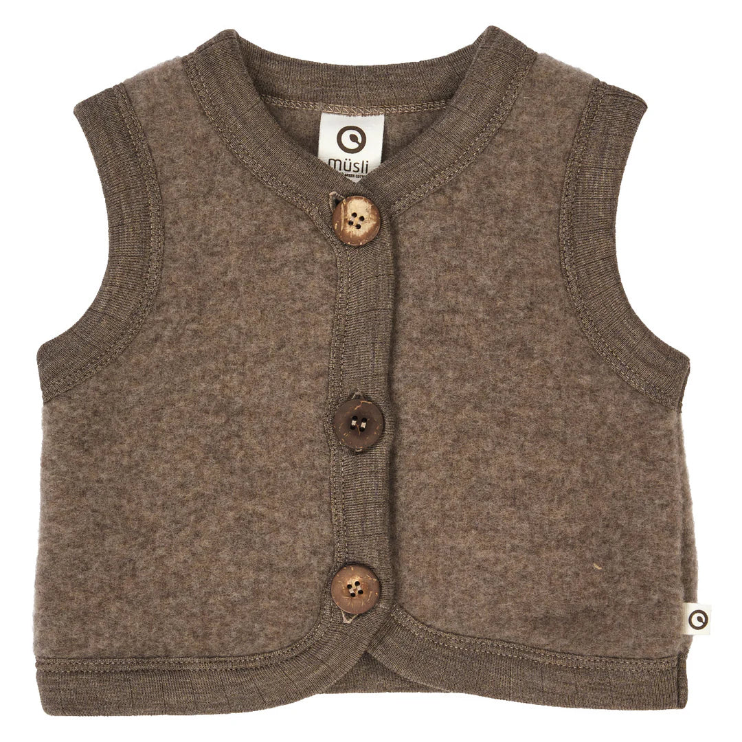 Woolly fleece vest-Walnut melange