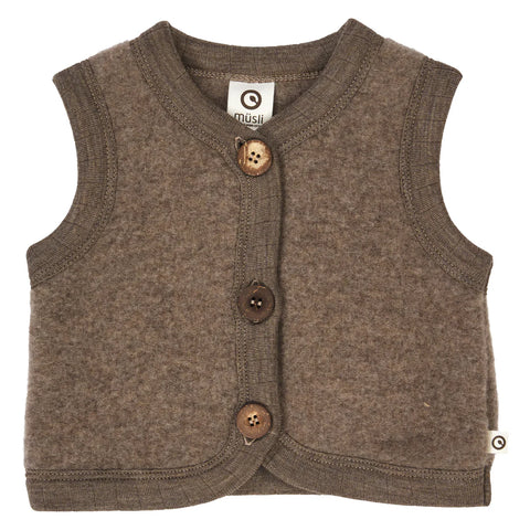 Woolly fleece vest-Walnut melange