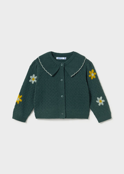 Floral embroidered cardigan-Forest Green 2306 bg