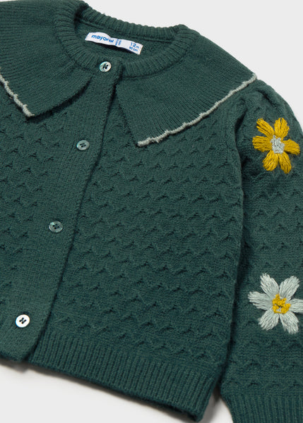 Floral embroidered cardigan-Forest Green 2306 bg