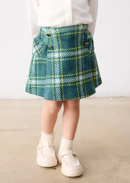 Printed suede skirt-Green Plaid 4905 mg