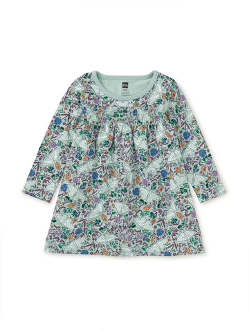 Smocked Empire Baby Dress / Iznik Moth Floral