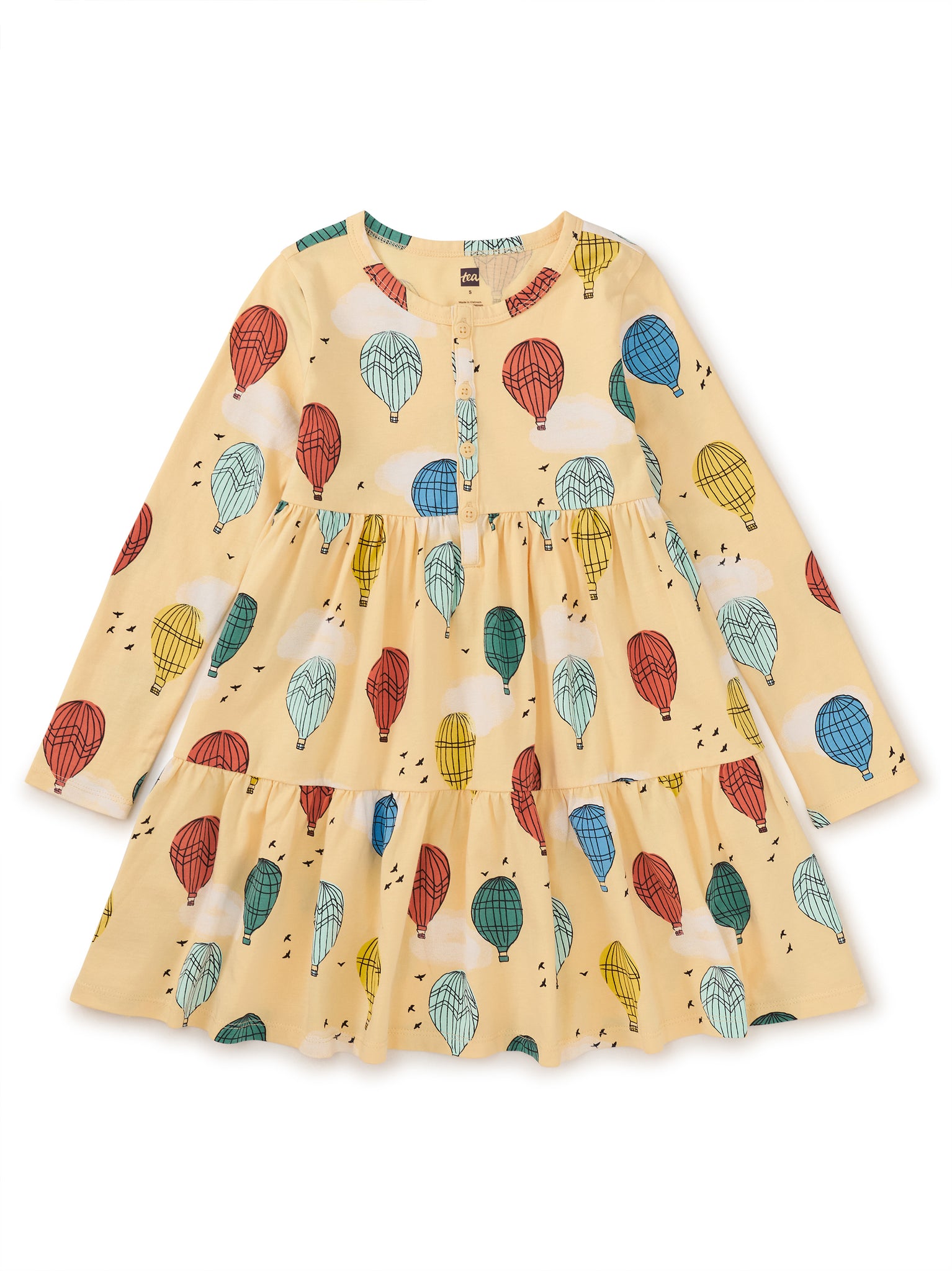 Long Sleeve Tiered Henley Dress / Cappadocia Hot Air Balloons