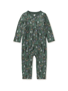 Wrap Neck Baby Romper-Turkish Forest Scene