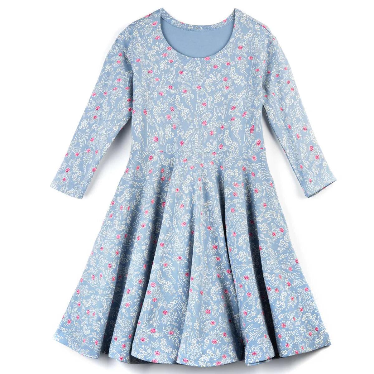 3/4 Sleeve Twirl Dress: Cherry Blossom