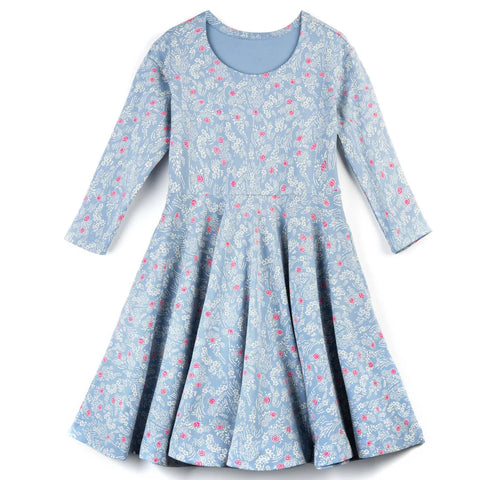 3/4 Sleeve Twirl Dress: Cherry Blossom
