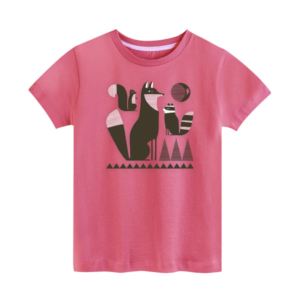 Girls Organic Cotton Graphic Tee-Furever Rosy