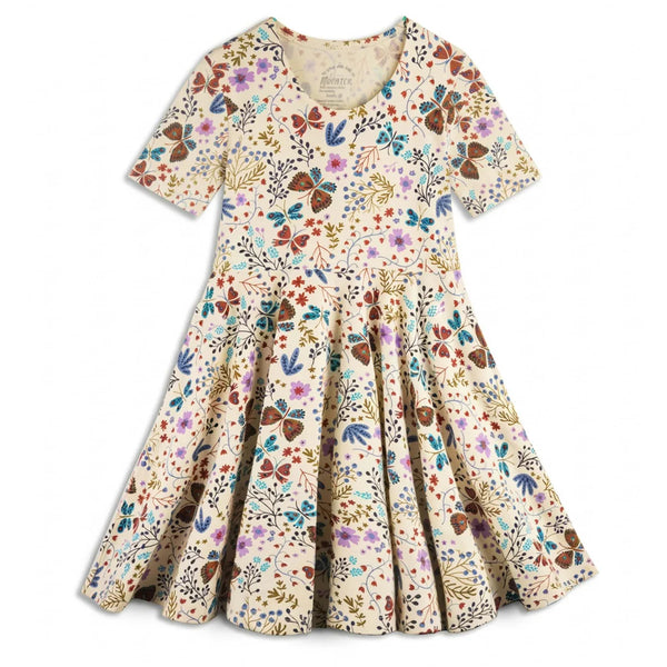 Short Sleeve Twirl Dress: Botanical Floral