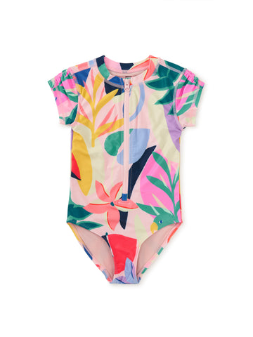 Rash Guard One-Piece Swimsuit/Parakeet Tropicalia