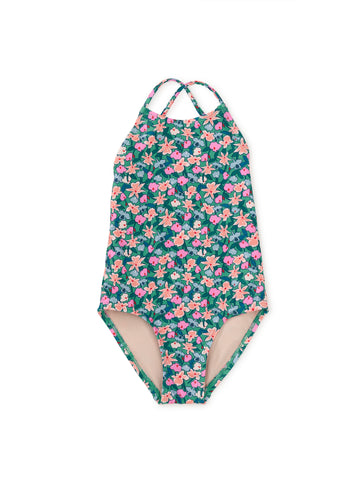 Cross Back One-Piece Swimsuit / Orchid Ditsy
