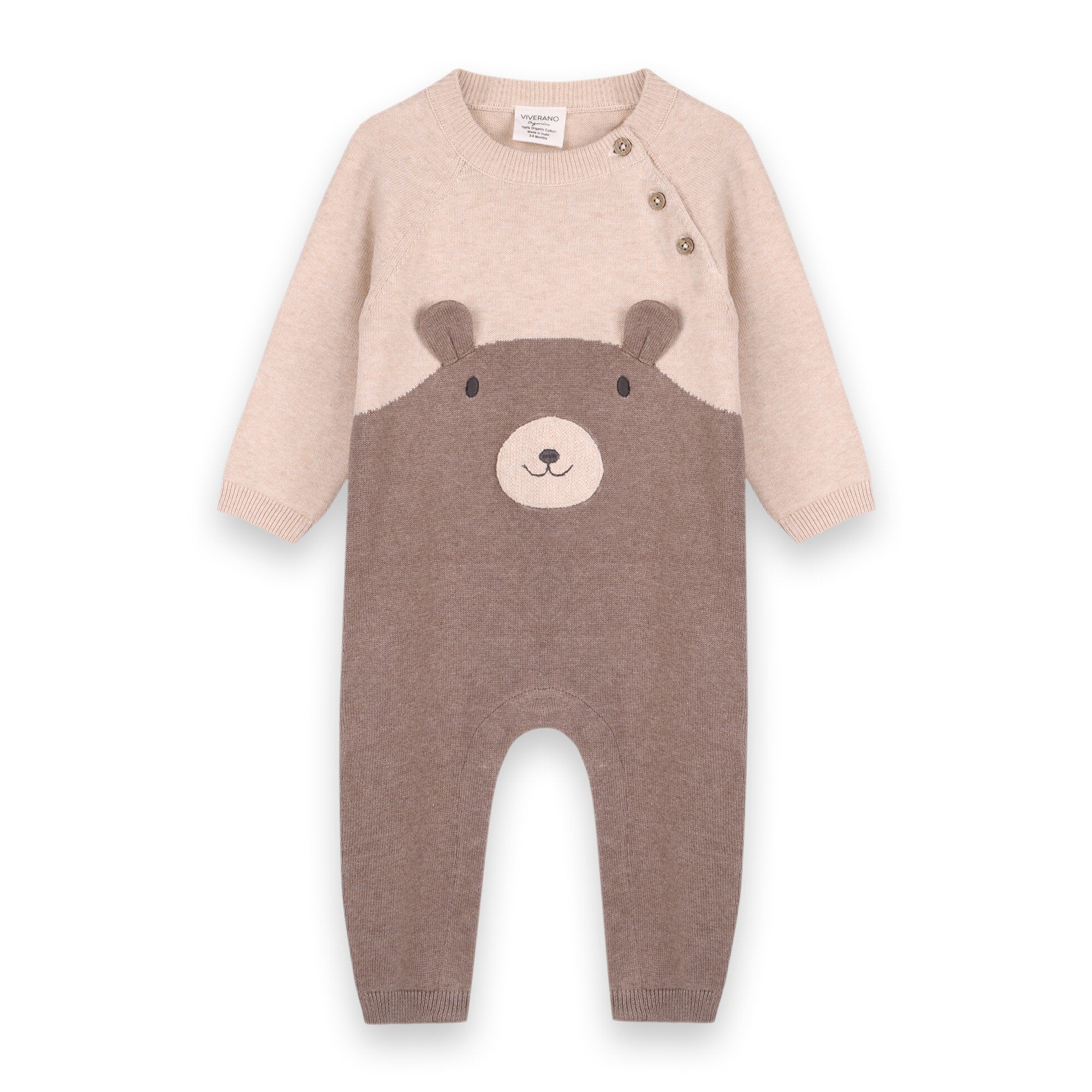 Bear Embroidered Sweater Knit Romper