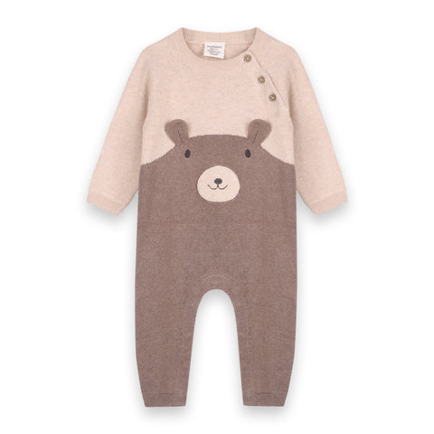 Bear Embroidered Sweater Knit Romper