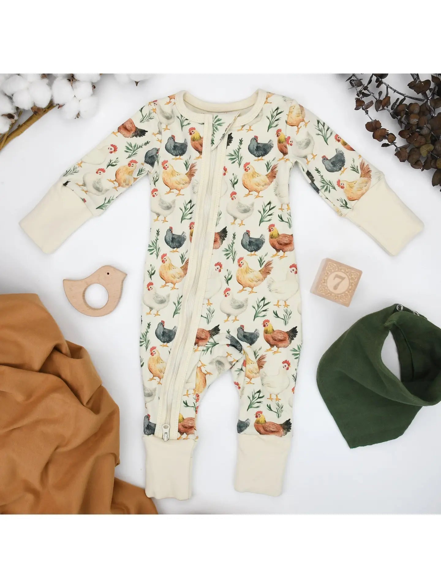 Organic Cotton 2-Way Zip Front Sleeper, Flax