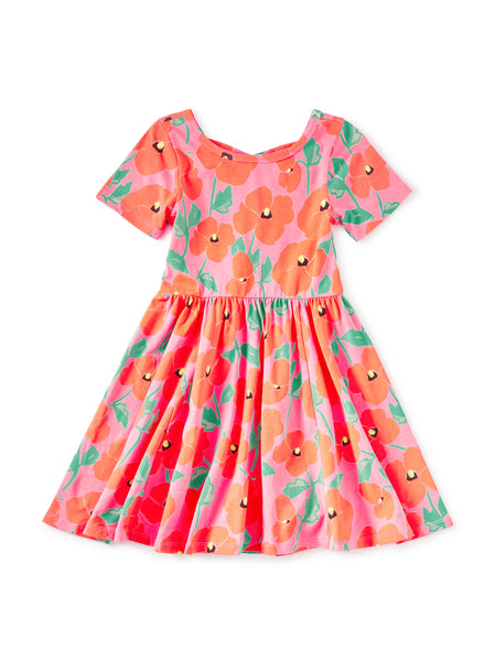 Short Sleeve Ballet Dress-Poppy Poppies